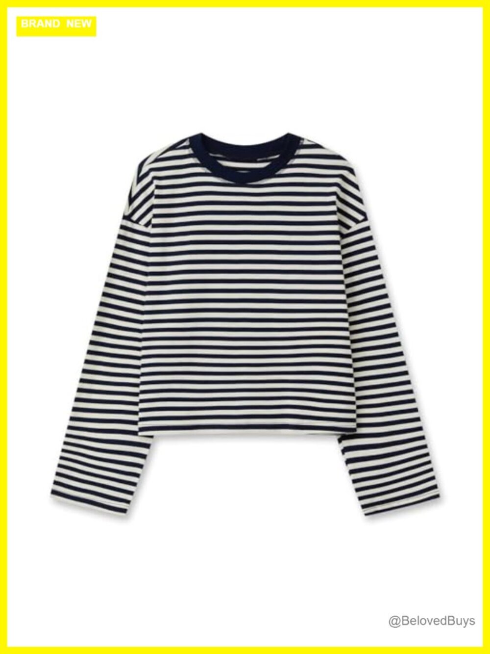 Striped Long Sleeve Crewneck T-Shirt Oversized Baggy Cropped Top